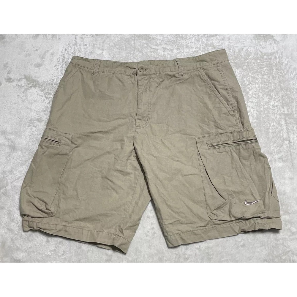 Nike Shorts Mens 36 Solid Beige Cargo 6th Man Woven Performance Flat Front